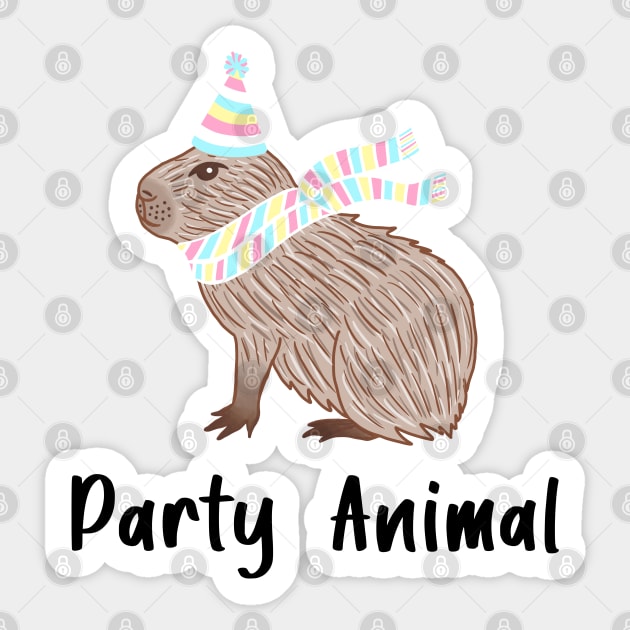 Party Animal Birthday Capybara Black Text Sticker by julieerindesigns